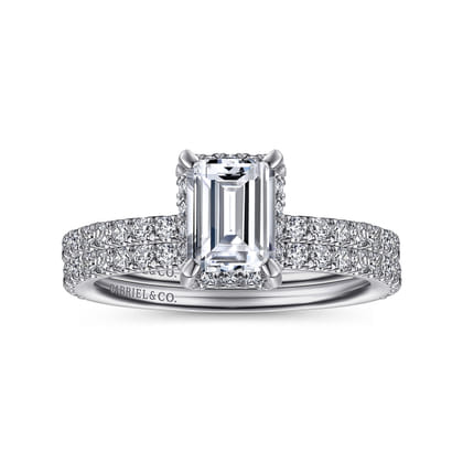 Hart - 14K White Gold Hidden Halo Emerald Cut Diamond Engagement Ring