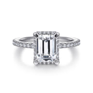 Hart - 14K White Gold Hidden Halo Emerald Cut Diamond Engagement Ring