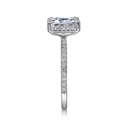 Hart - 14K White Gold Hidden Halo Emerald Cut Diamond Engagement Ring