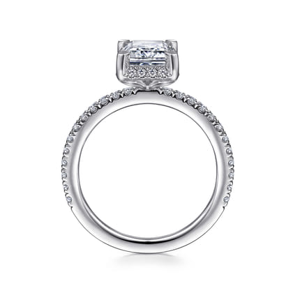 Hart - 14K White Gold Hidden Halo Emerald Cut Diamond Engagement Ring