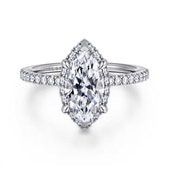 Hart - 14K White Gold Hidden Halo Marquise Shape Diamond Engagement Ring