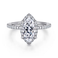 Hart - 14K White Gold Hidden Halo Marquise Shape Diamond Engagement Ring