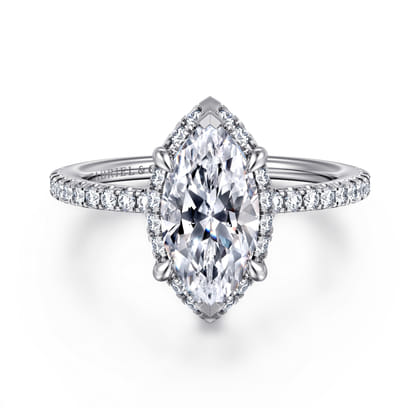 Hart - 14K White Gold Hidden Halo Marquise Shape Diamond Engagement Ring