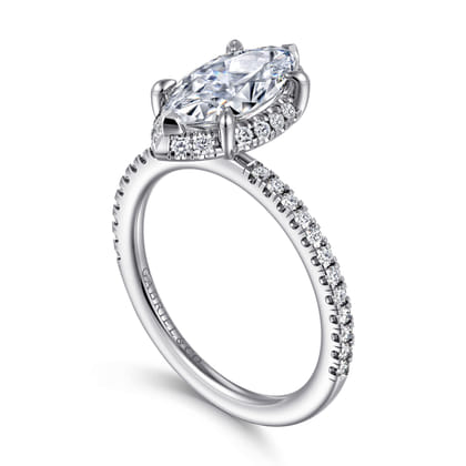 Hart - 14K White Gold Hidden Halo Marquise Shape Diamond Engagement Ring