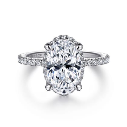 Hart - 14K White Gold Hidden Halo Oval Diamond Engagement Ring