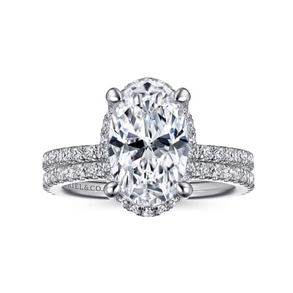 Hart - 14K White Gold Hidden Halo Oval Diamond Engagement Ring