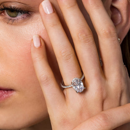 Hart - 14K White Gold Hidden Halo Oval Diamond Engagement Ring