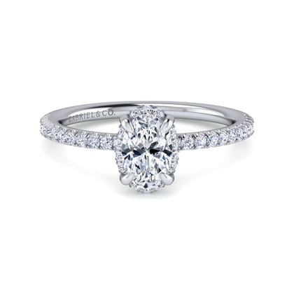 Hart - 14K White Gold Hidden Halo Oval Diamond Engagement Ring