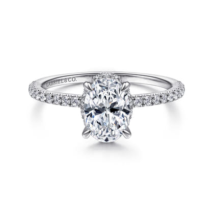 Hart - 14K White Gold Hidden Halo Oval Diamond Engagement Ring