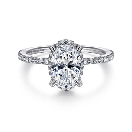 Hart - 14K White Gold Hidden Halo Oval Diamond Engagement Ring