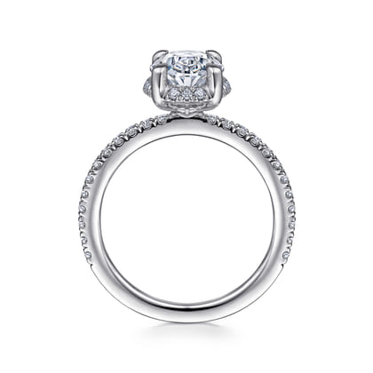 Hart - 14K White Gold Hidden Halo Oval Diamond Engagement Ring