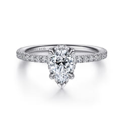 Hart - 14K White Gold Hidden Halo Pear Shape Diamond Engagement Ring