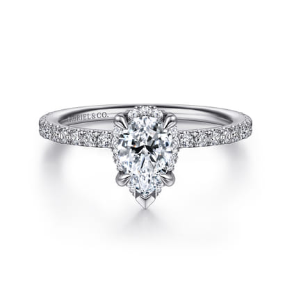 Hart - 14K White Gold Hidden Halo Pear Shape Diamond Engagement Ring