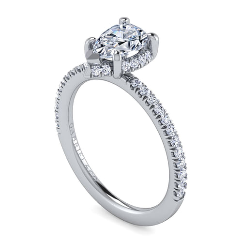 Hart - 14K White Gold Hidden Halo Pear Shape Diamond Engagement Ring - 0.27 ct - Shot 3