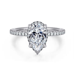 Hart - 14K White Gold Hidden Halo Pear Shape Diamond Engagement Ring
