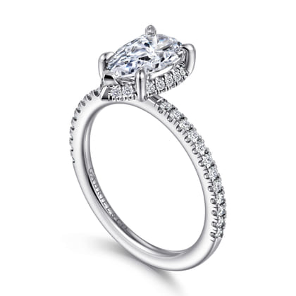 Hart - 14K White Gold Hidden Halo Pear Shape Diamond Engagement Ring