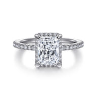 Hart - 14K White Gold Hidden Halo Rectangular Radiant Cut Diamond Engagement Ring