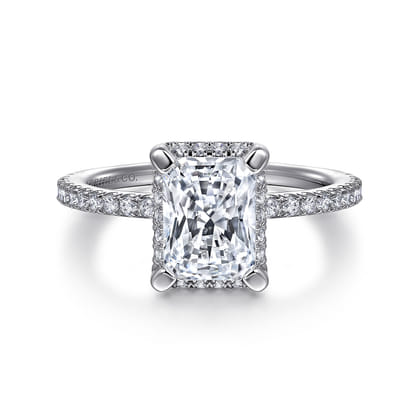 Hart - 14K White Gold Hidden Halo Rectangular Radiant Cut Diamond Engagement Ring