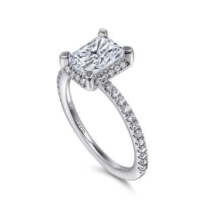Hart - 14K White Gold Hidden Halo Rectangular Radiant Cut Diamond Engagement Ring