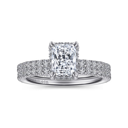 Hart - 14K White Gold Hidden Halo Rectangular Radiant Cut Diamond Engagement Ring