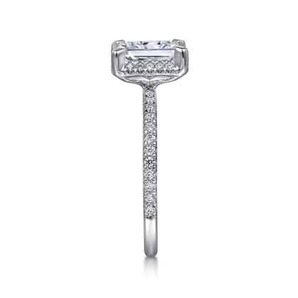 Hart - 14K White Gold Hidden Halo Rectangular Radiant Cut Diamond Engagement Ring