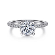Hart - 14K White Gold Hidden Halo Round Diamond Engagement Ring