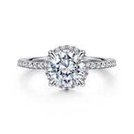 Hart - 14K White Gold Hidden Halo Round Diamond Engagement Ring