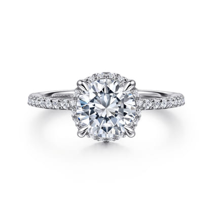 Hart - 14K White Gold Hidden Halo Round Diamond Engagement Ring