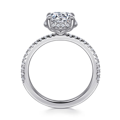Hart - 14K White Gold Hidden Halo Round Diamond Engagement Ring