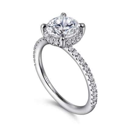 Hart - 14K White Gold Hidden Halo Round Diamond Engagement Ring