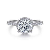 Hart - 14K White Gold Hidden Halo Round Diamond Engagement Ring