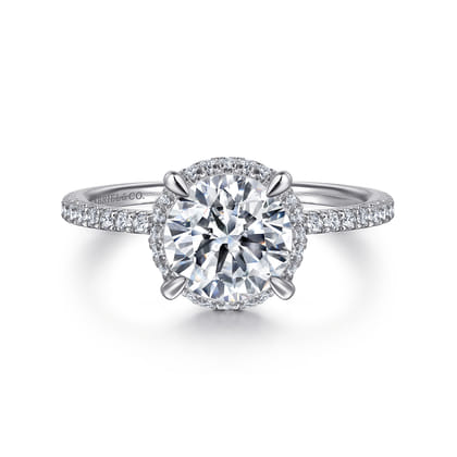 Hart - 14K White Gold Hidden Halo Round Diamond Engagement Ring