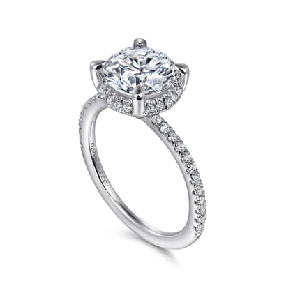 Hart - 14K White Gold Hidden Halo Round Diamond Engagement Ring