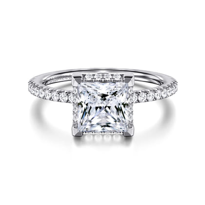 Hart - 14K White Gold Princess Hidden Halo Diamond Engagement Ring