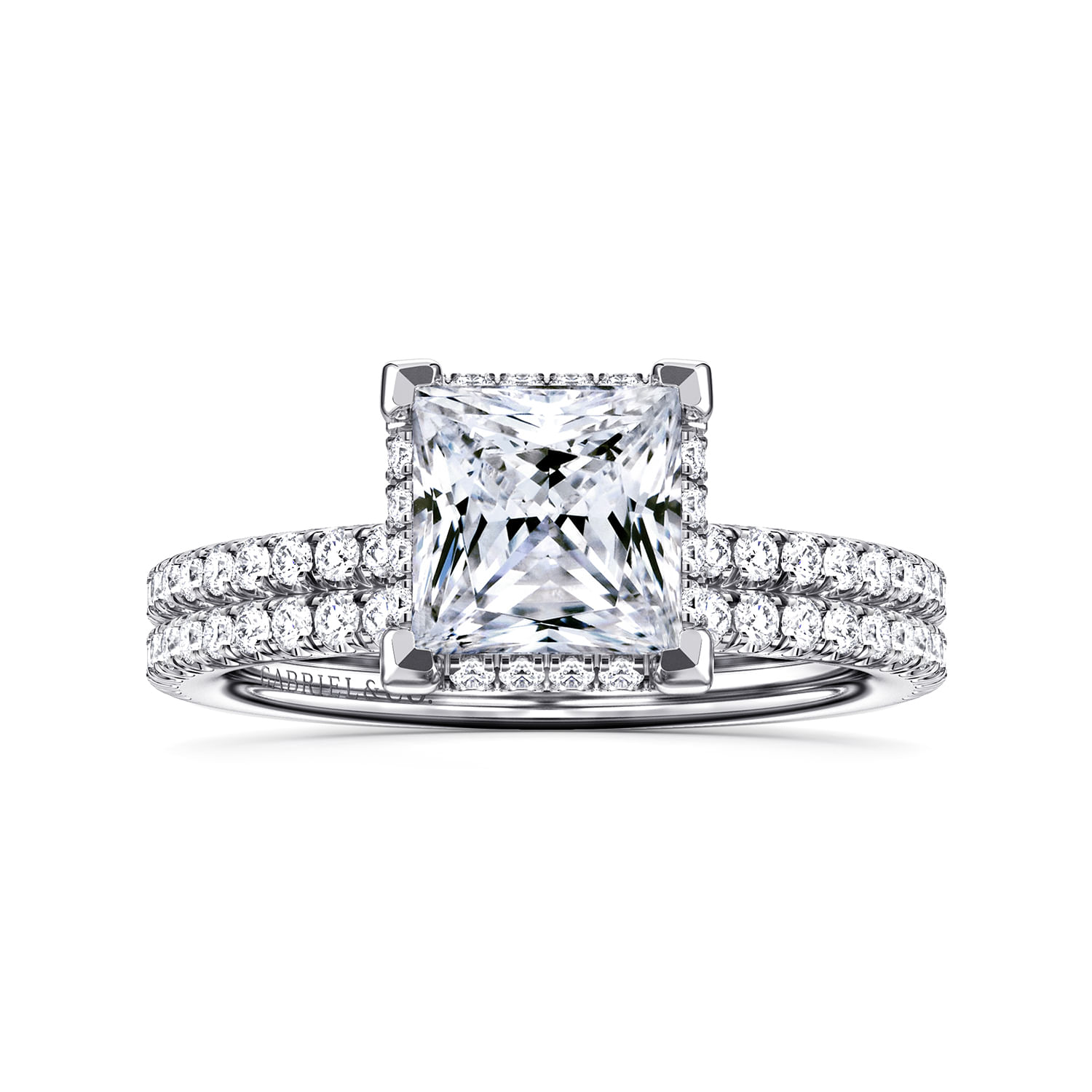 Hart - 14K White Gold Princess Hidden Halo Diamond Engagement Ring
