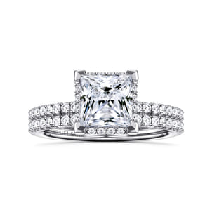 Hart - 14K White Gold Princess Hidden Halo Diamond Engagement Ring