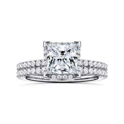 Hart - 14K White Gold Princess Hidden Halo Diamond Engagement Ring