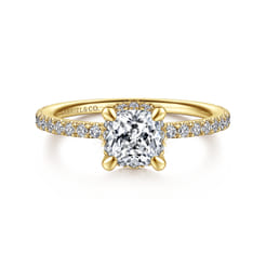Hart - 14K Yellow Gold Cushion Hidden Halo Diamond Engagement Ring