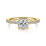 Hart - 14K Yellow Gold Cushion Hidden Halo Diamond Engagement Ring