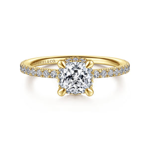 Hart - 14K Yellow Gold Cushion Hidden Halo Diamond Engagement Ring