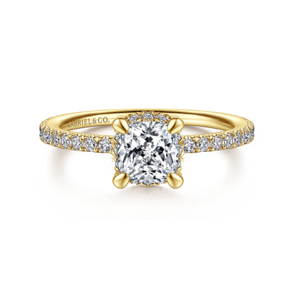 Hart - 14K Yellow Gold Cushion Hidden Halo Diamond Engagement Ring