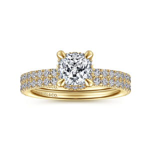 Hart - 14K Yellow Gold Cushion Hidden Halo Diamond Engagement Ring