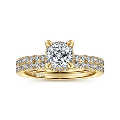 Hart - 14K Yellow Gold Cushion Hidden Halo Diamond Engagement Ring