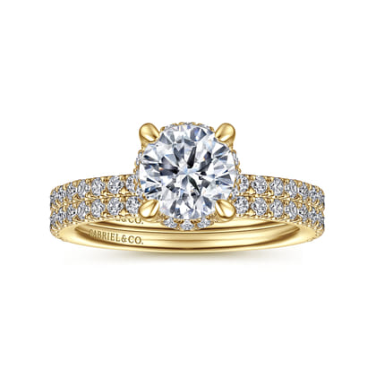 Hart - 14K Yellow Gold Hidden Halo Round Diamond Engagement Ring