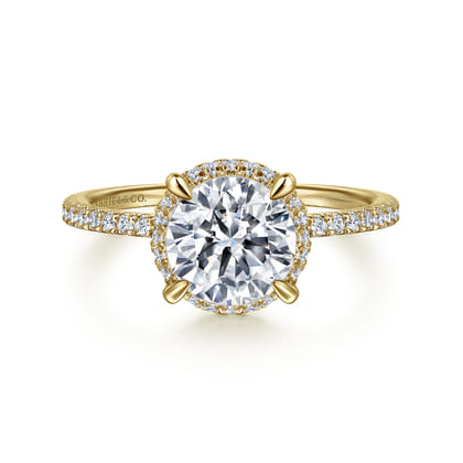 Hart - 14K Yellow Gold Hidden Halo Round Diamond Engagement Ring