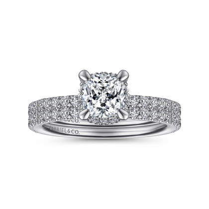 Hart - Platinum Cushion Hidden Halo Diamond Engagement Ring