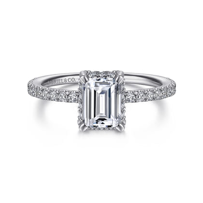 Hart - Platinum Hidden Halo Emerald Cut Diamond Engagement Ring