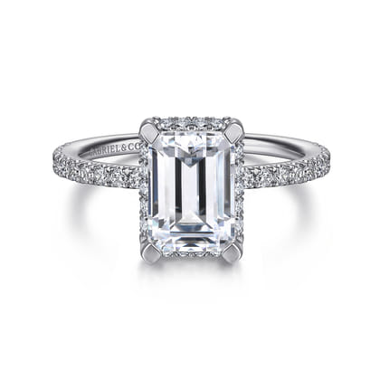 Hart - Platinum Hidden Halo Emerald Cut Diamond Engagement Ring