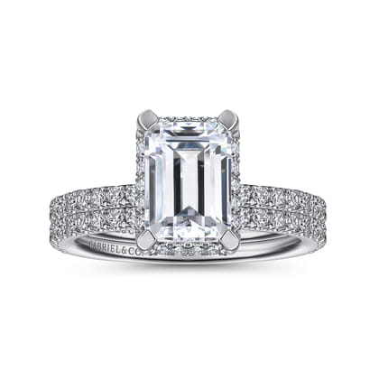 Hart - Platinum Hidden Halo Emerald Cut Diamond Engagement Ring