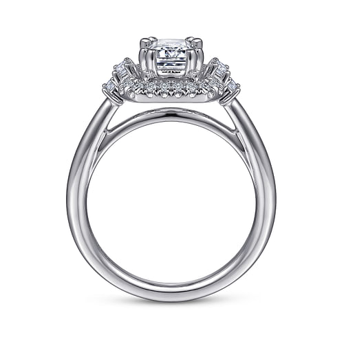 Havana - Art Deco 14K White Gold Emerald Cut Halo Diamond Engagement Ring - 0.28 ct - Shot 2